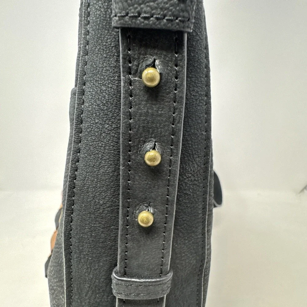 Lucky Brand Hobo Bag Black Genuine Leather Tassel Shoulder Boho Crossbody